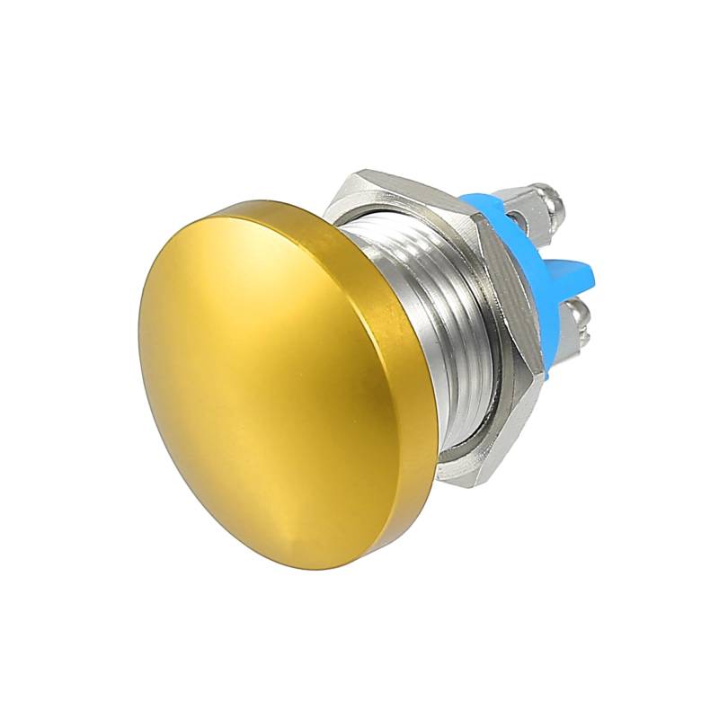 QUARKZMAN Momentaner Druckknopfschalter 16mm Druckschalter Metall Taster Runder Startknopf AC/DC 12V-250V Gold von QUARKZMAN