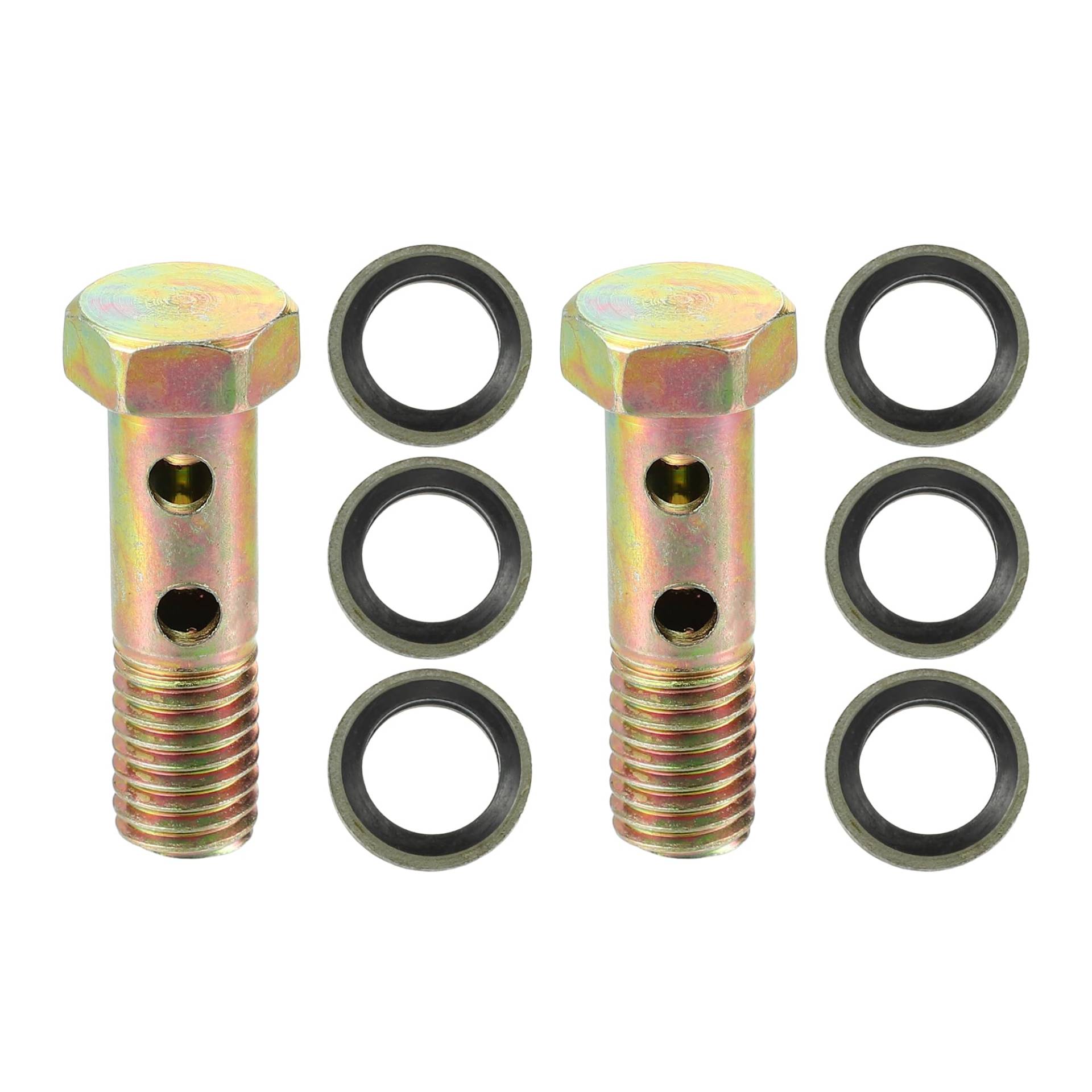 QUARKZMAN Universelle M10x1.5 38mm Länge Motorrad 4-Loch-Hohlschrauben mit Unterlegscheiben Set Bremse Hohlschrauben metrisches Gewinde Bronze Farbe - Packung mit 8 Stück QUARKZMAN Universelle M10x1.5 38mm Länge Motorrad 4-Loch-Hohlschrauben mit Unterlegscheiben Set Bremse Hohlschrauben metrisches Gewinde Bronze Farbe - Packung mit 8 Stück von QUARKZMAN