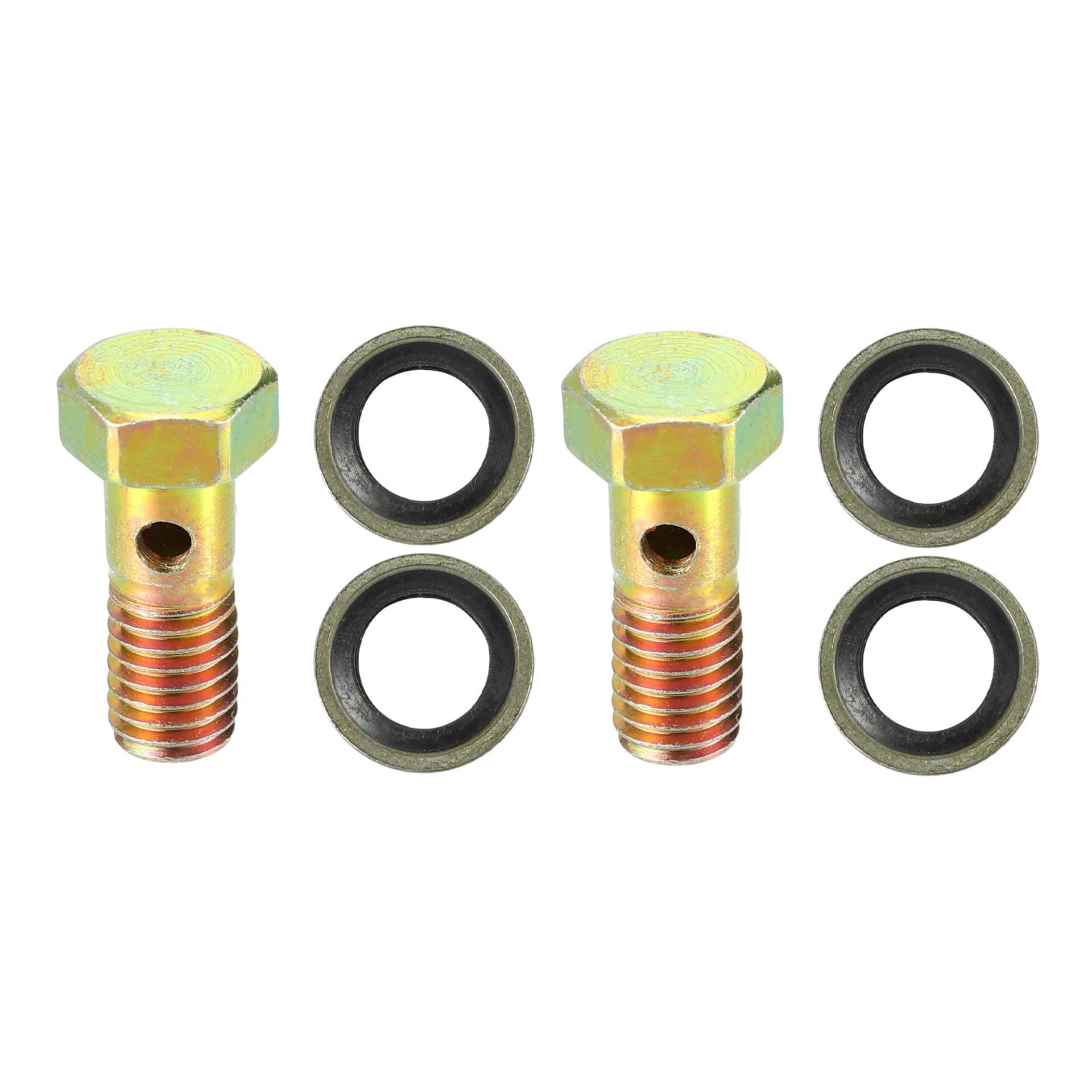 QUARKZMAN Universelle M8x1.25 23mm Länge Motorrad 3-Loch-Hohlschrauben mit Unterlegscheiben Set Bremse Hohlschrauben metrisches Gewinde Bronze Farbe - Packung mit 6 QUARKZMAN Universelle M8x1.25 23mm Länge Motorrad 3-Loch-Hohlschrauben mit Unterlegscheiben Set Bremse Hohlschrauben metrisches Gewinde Bronze Farbe - Packung mit 6 von QUARKZMAN