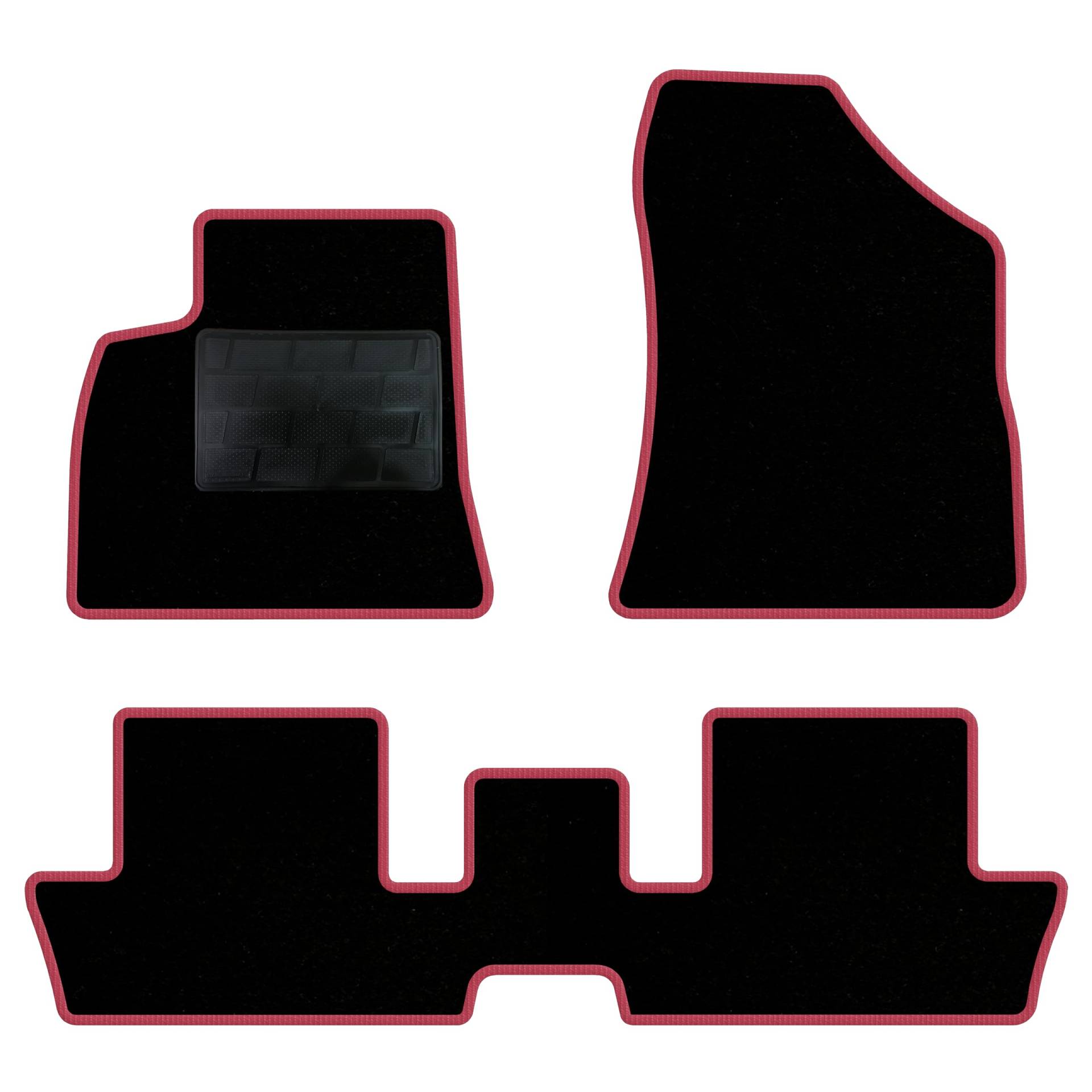 QUEMAR Auto-Fußmatten-Set kompatibel mit Peugeot 3008 I 2009-2016 / Set Auto-Fußmatten und Gummi nach Maß (2 vorne + 2 hinten) / Stickerei und personalisierte Farben (Rand Fuchsia, 0 Stickereien) von QUEMAR