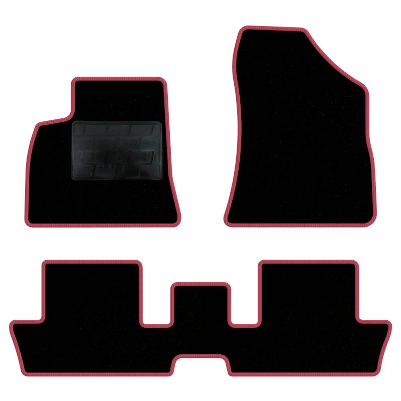 QUEMAR Auto-Fußmatten-Set kompatibel mit Peugeot 3008 I 2009-2016 / Set Auto-Fußmatten und Gummi nach Maß (2 vorne + 2 hinten) / Stickerei und personalisierte Farben (Rand Fuchsia, 0 Stickereien) von QUEMAR