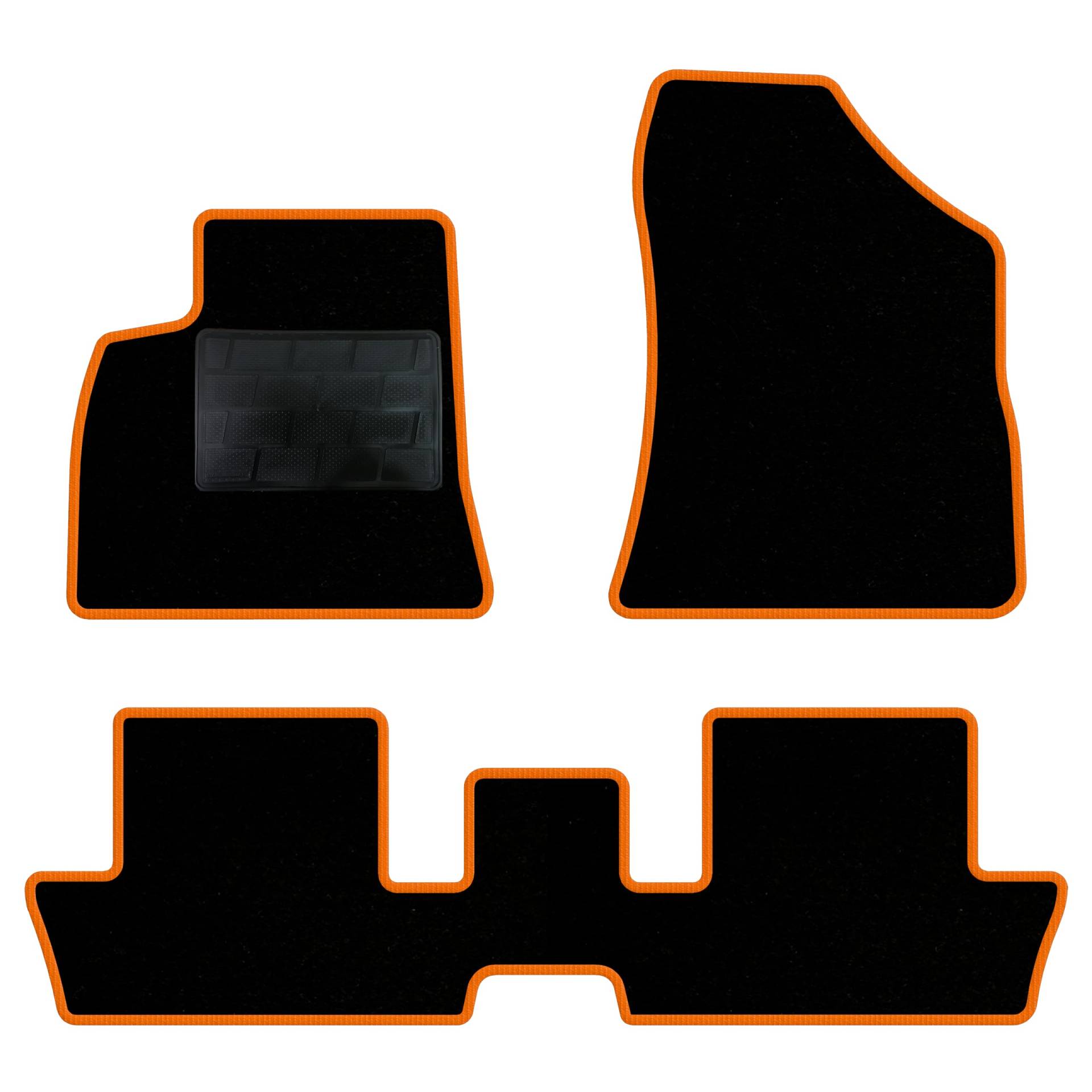 QUEMAR Auto-Fußmatten-Set kompatibel mit Peugeot 3008 I 2009-2016 / Set Auto-Fußmatten und Gummi nach Maß (2 vorne + 2 hinten) / Stickerei und personalisierte Farben (orangefarbener Rand, 0 von QUEMAR