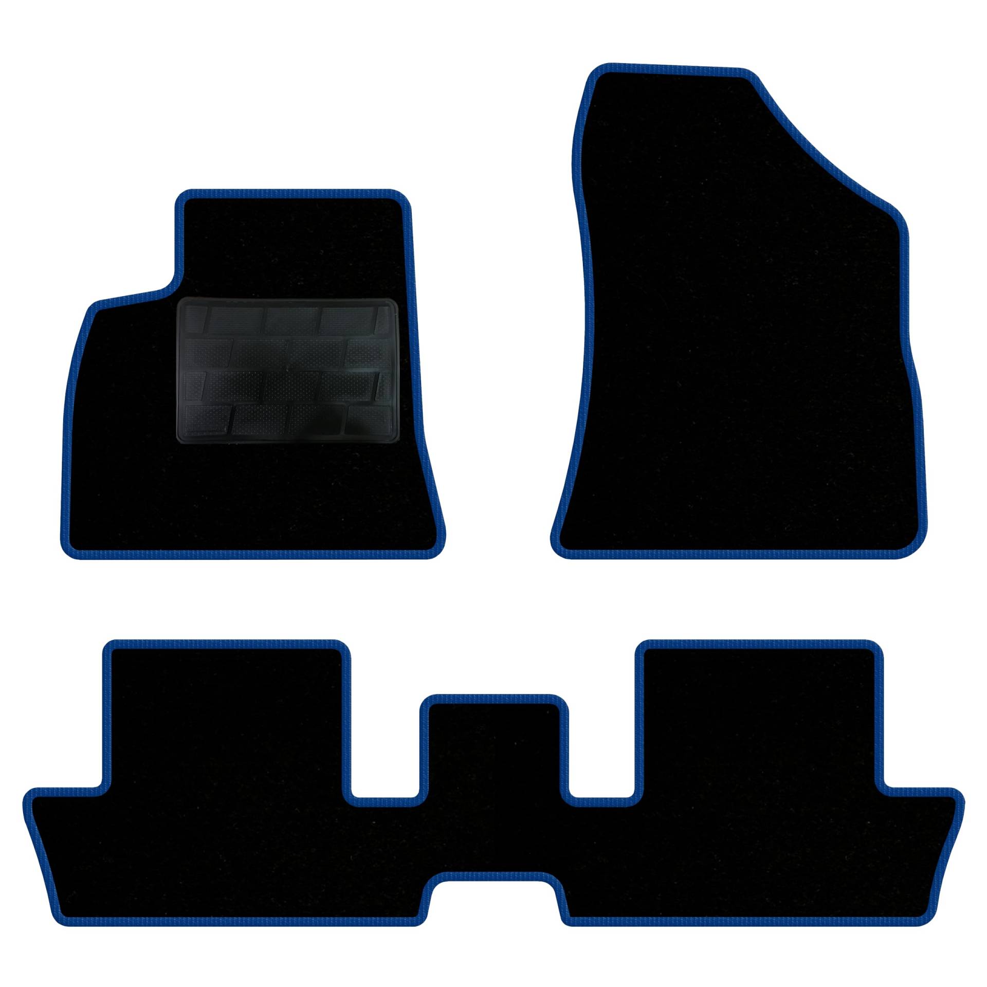 QUEMAR Auto-Fußmatten-Set kompatibel mit Peugeot 3008 I 2009-2016 / Set Fußmatten und Gummi nach Maß (2 vorne + 2 hinten) / Stickerei und personalisierte Farben (blauer Rand, 0 Stickereien) von QUEMAR