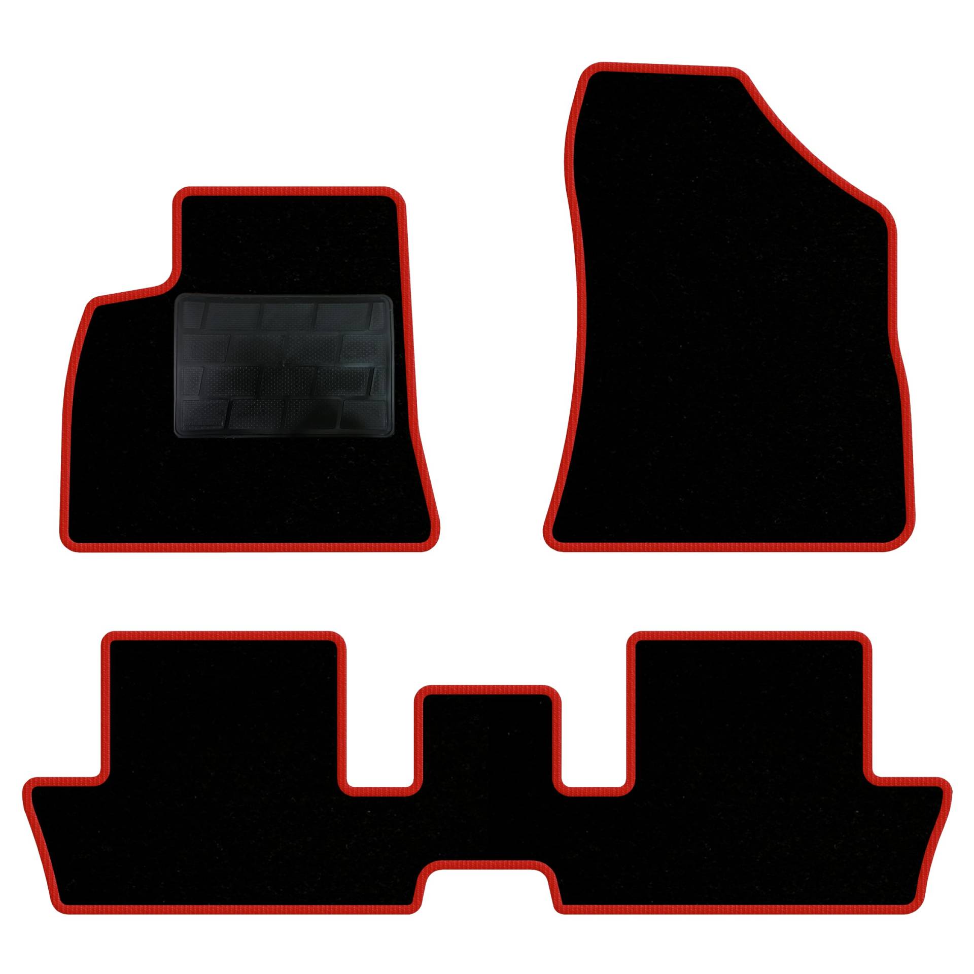 QUEMAR Auto-Fußmatten-Set kompatibel mit Peugeot 3008 I 2009-2016 / Set Fußmatten und Gummi nach Maß (2 vorne + 2 hinten) / Stickerei und personalisierte Farben (roter Rand, 0 Stickereien) von QUEMAR