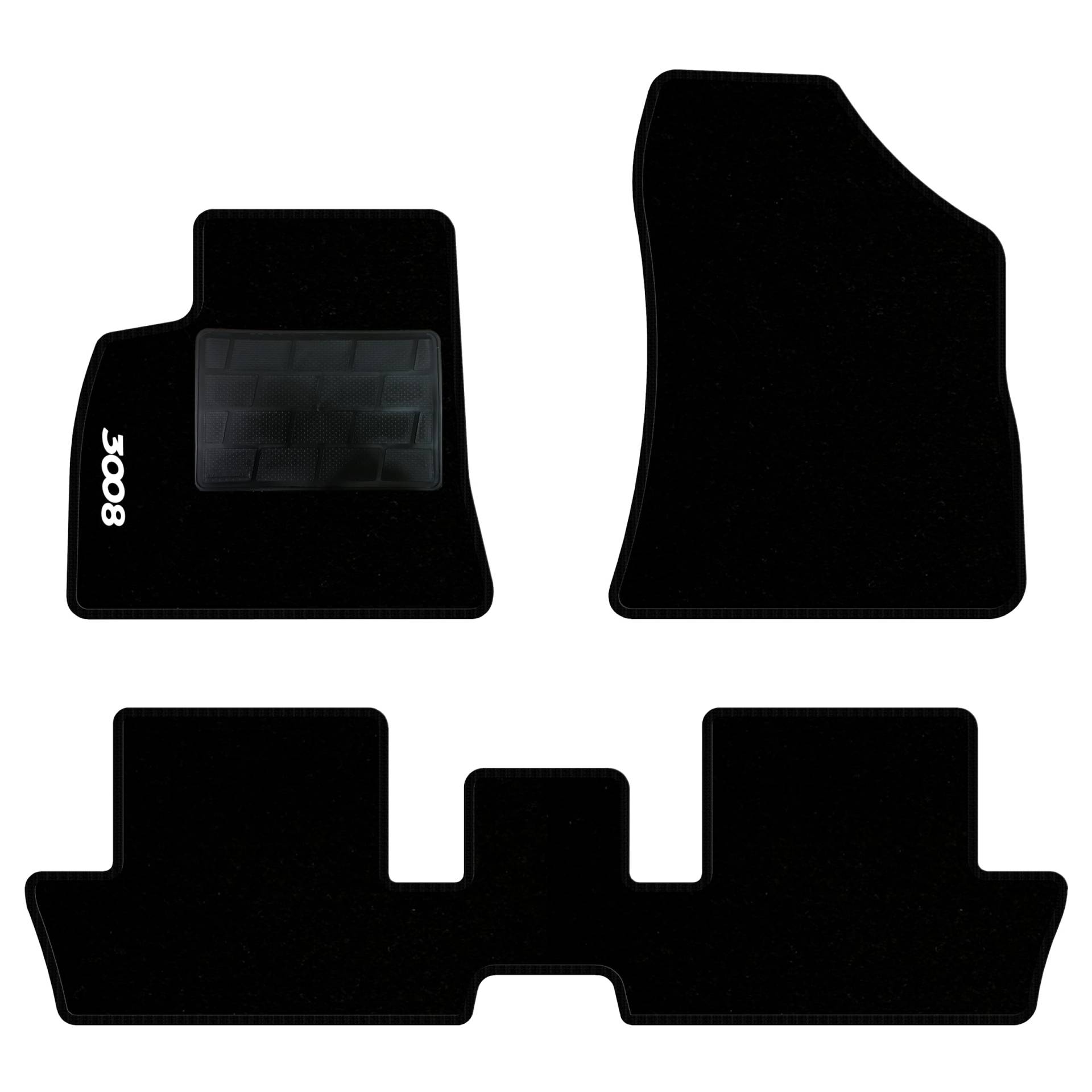 QUEMAR Auto-Fußmatten-Set kompatibel mit Peugeot 3008 I 2009-2016 / Set Fußmatten und Gummi nach Maß (2 vorne + 2 hinten) / Stickerei und personalisierte Farben (schwarzer Rand, 1 Stickerei) von QUEMAR
