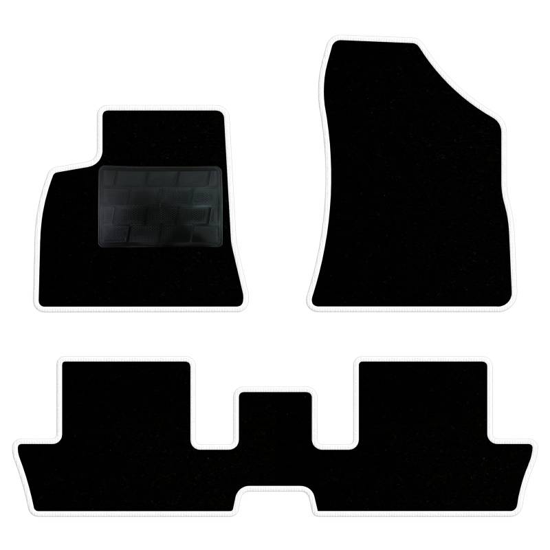 QUEMAR Auto-Fußmatten-Set kompatibel mit Peugeot 3008 I 2009-2016 / Set Fußmatten und Gummi nach Maß (2 vorne + 2 hinten) / Stickerei und personalisierte Farben (weißer Rand, 0 Stickereien) von QUEMAR
