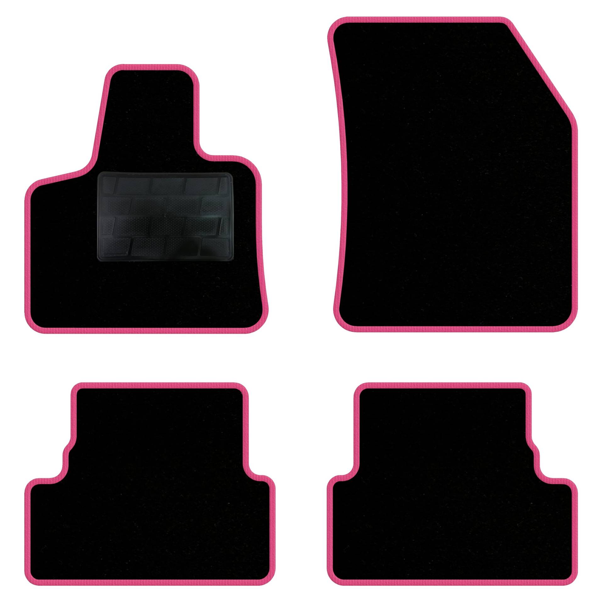 QUEMAR Auto-Fußmatten-Set kompatibel mit Peugeot 3008 II auch Hybrid 2016-2023/Set Fußmatten aus Teppich und Gummi nach Maß (2 Türen + 2 Poster.)/Stickerei und personalisierte Farben (rosa Rand, 0 von QUEMAR