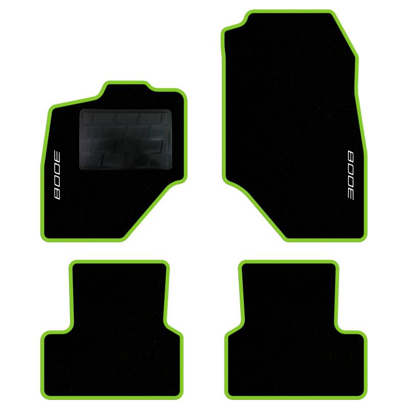 QUEMAR Auto-Fußmatten-Set kompatibel mit Peugeot 3008 III Hybrid oder Elektro ab 2024/Set Fußmatten und Gummi nach Maß (2 vorne + 2 hinten) / Stickerei und personalisierte Farben (Rand V.Acid, 2 von QUEMAR