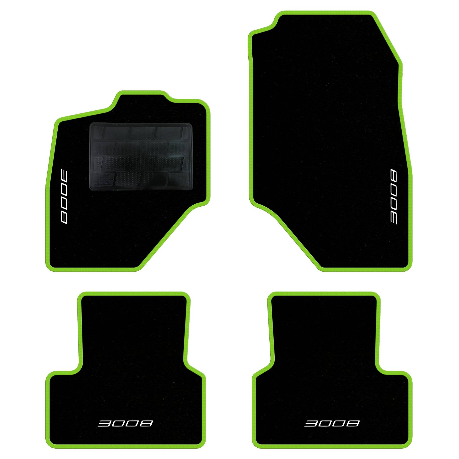 QUEMAR Auto-Fußmatten-Set kompatibel mit Peugeot 3008 III Hybrid oder Elektro ab 2024/Set Fußmatten und Gummi nach Maß (2 vorne + 2 hinten) / Stickerei und personalisierte Farben (Rand V.Acid, 4 von QUEMAR