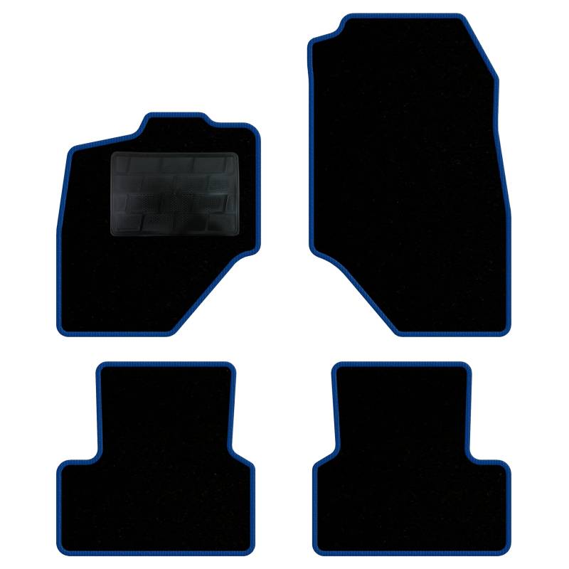 QUEMAR Auto-Fußmatten-Set kompatibel mit Peugeot 3008 III Hybrid oder Elektro ab 2024/Set Fußmatten und Gummi nach Maß (2 vorne + 2 hinten) / Stickerei und personalisierte Farben (blauer Rand, 0 von QUEMAR