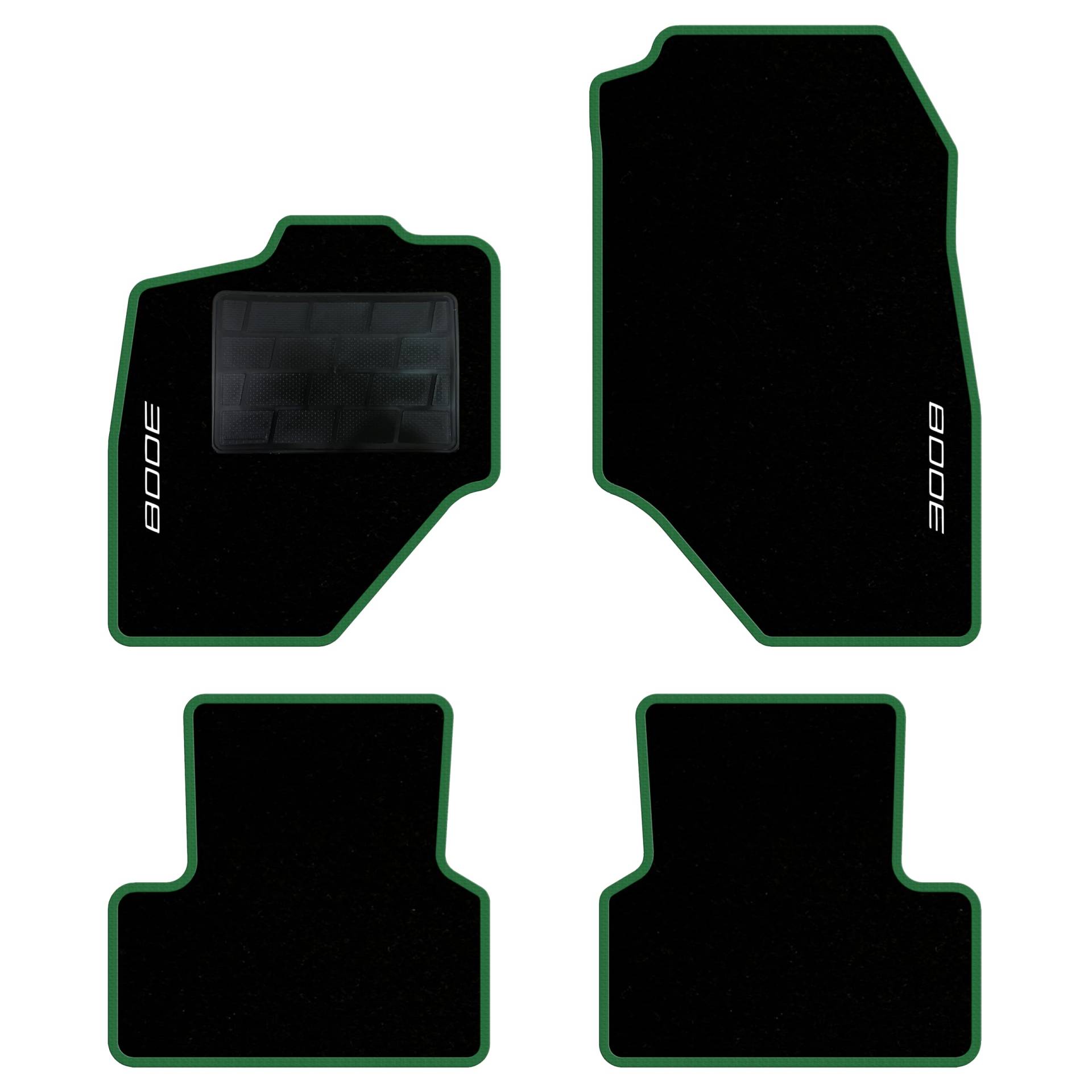 QUEMAR Auto-Fußmatten-Set kompatibel mit Peugeot 3008 III Hybrid oder Elektro ab 2024/Set Fußmatten und Gummi nach Maß (2 vorne + 2 hinten) / Stickerei und personalisierte Farben (grüner Rand, 2 von QUEMAR
