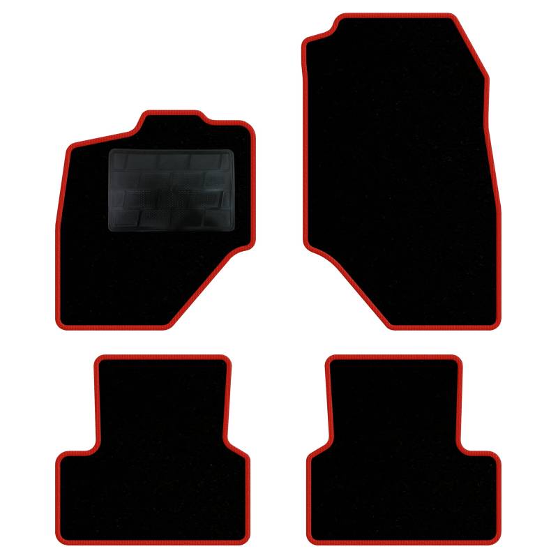 QUEMAR Auto-Fußmatten-Set kompatibel mit Peugeot 3008 III Hybrid oder Elektro ab 2024/Set Fußmatten und Gummi nach Maß (2 vorne + 2 hinten) / Stickerei und personalisierte Farben (roter Rand, 0 von QUEMAR