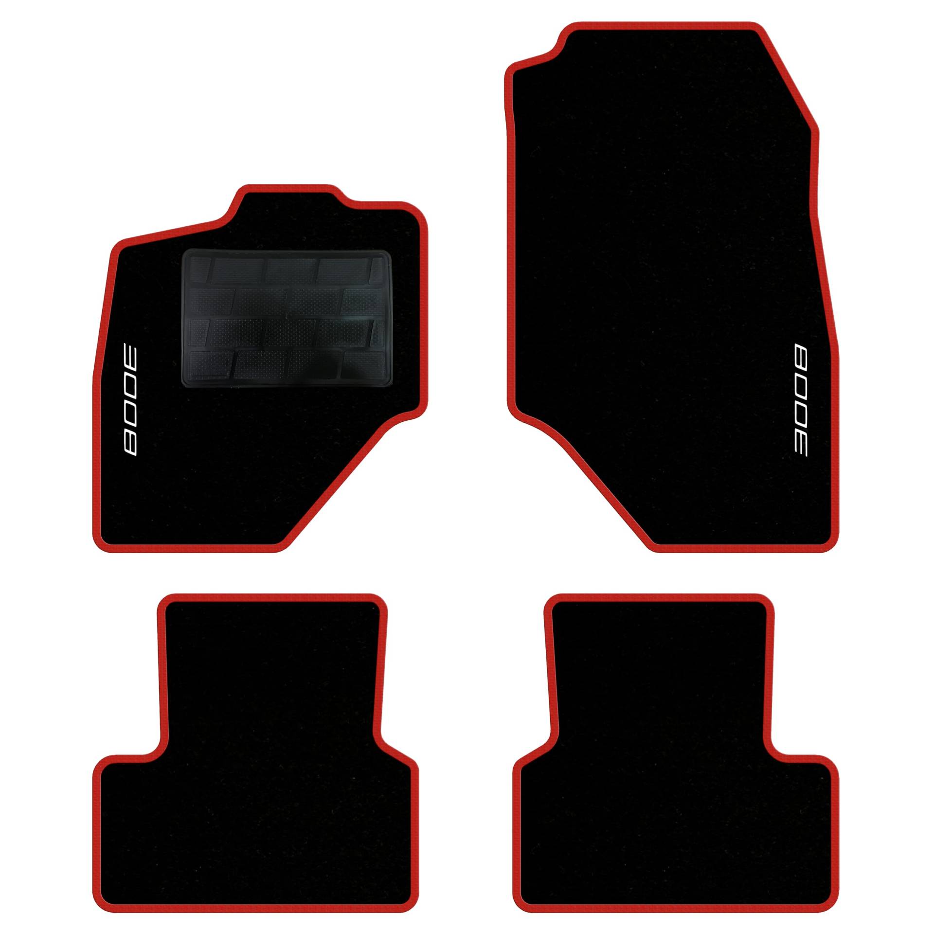 QUEMAR Auto-Fußmatten-Set kompatibel mit Peugeot 3008 III Hybrid oder Elektro ab 2024/Set Fußmatten und Gummi nach Maß (2 vorne + 2 hinten) / Stickerei und personalisierte Farben (roter Rand, 2 von QUEMAR