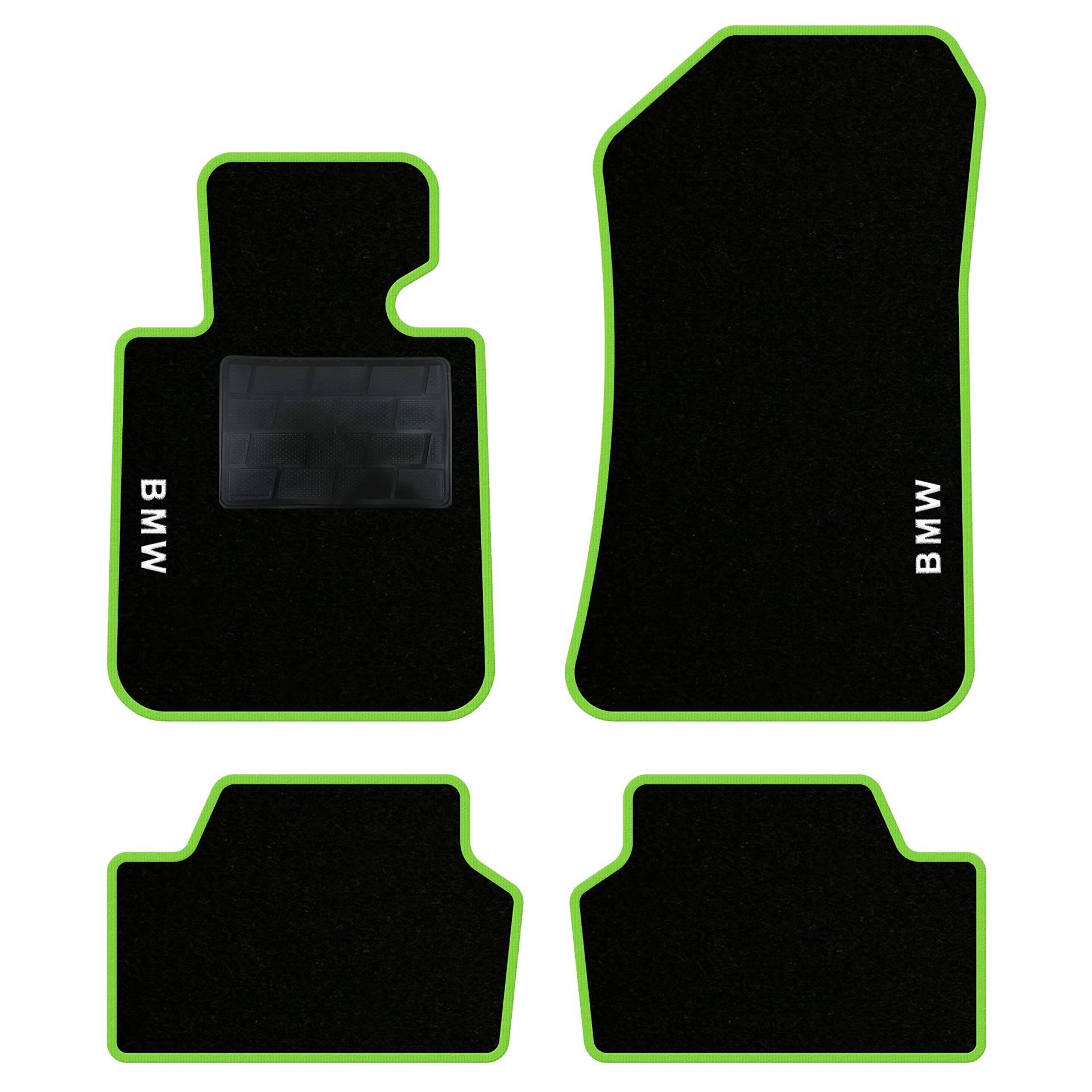 QUEMAR Auto-Fußmatten-Set kompatibel mit Serie 1 (E81 E82 E87 E88) / Fußmatten aus Teppich und Gummi nach Maß (2 vorne + 2 hinten) / Stickerei und personalisierte Farben (2 Stickereien, Rand aus Säure von QUEMAR