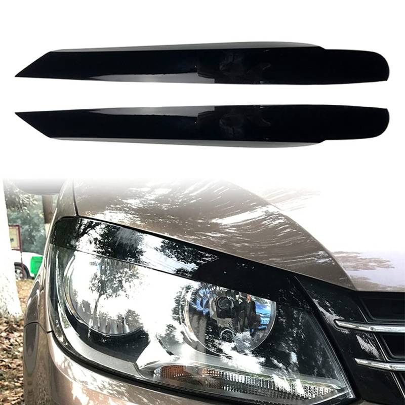QUENPE 2 Teile/satz Auto Front Scheinwerfer Augenlid Trim Abdeckung Dekoration, for Touran 2011 2012 2013 2014 2015, ABS Kunststoff Augenbrauen(Glossy Black) von QUENPE