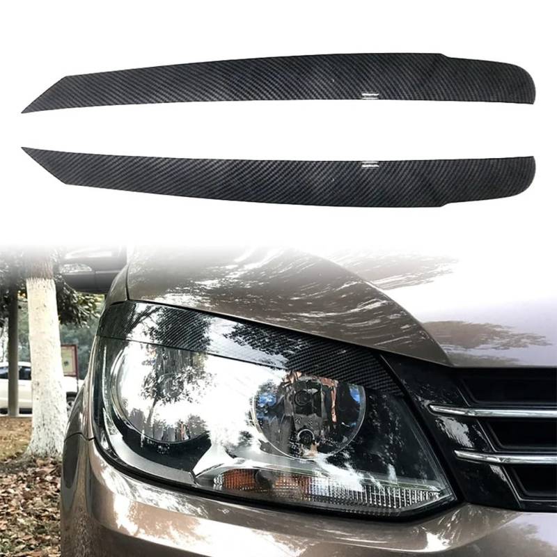 QUENPE 2 Teile/satz Auto Front Scheinwerfer Augenlid Trim Abdeckung Dekoration, for Touran 2011 2012 2013 2014 2015, ABS Kunststoff Augenbrauen(Carbon fiber) von QUENPE