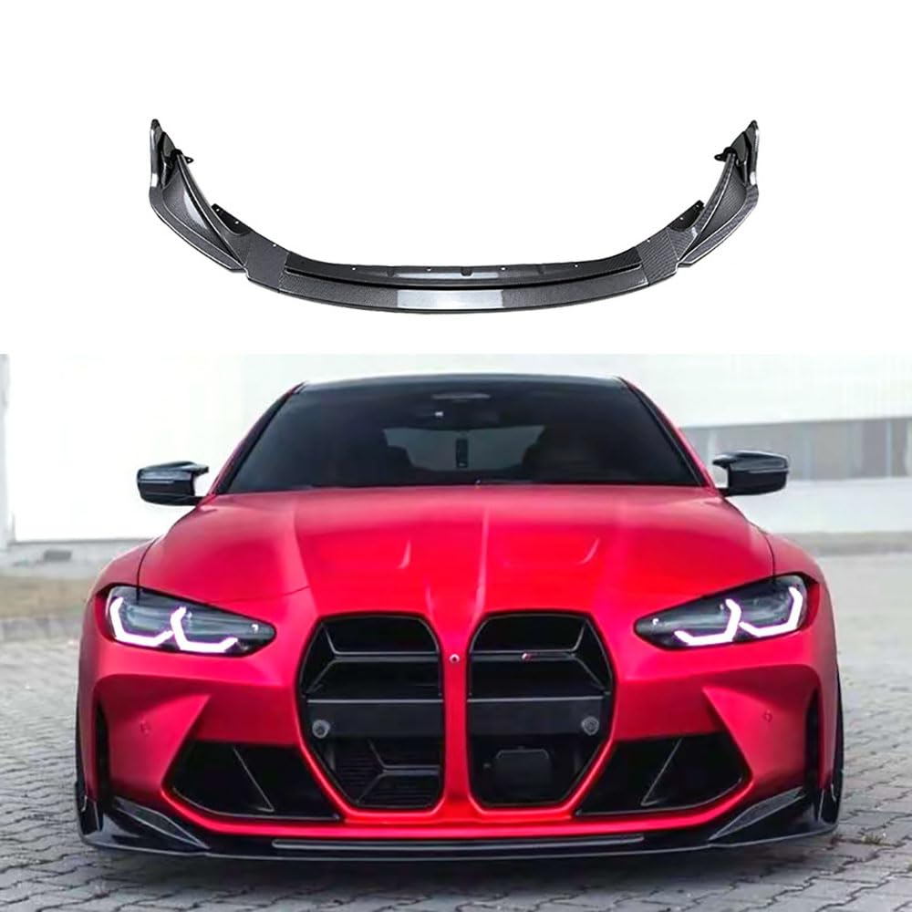 Auto Frontlippe Frontspoiler für BMW M3 M4 G80 G82 2021+, Frontstoßstange Lippe Spoiler Lip Splitter Diffusor Auto Frontspoiler Auto Zubehör,2 Carbon Fiber Texture von QUNINE