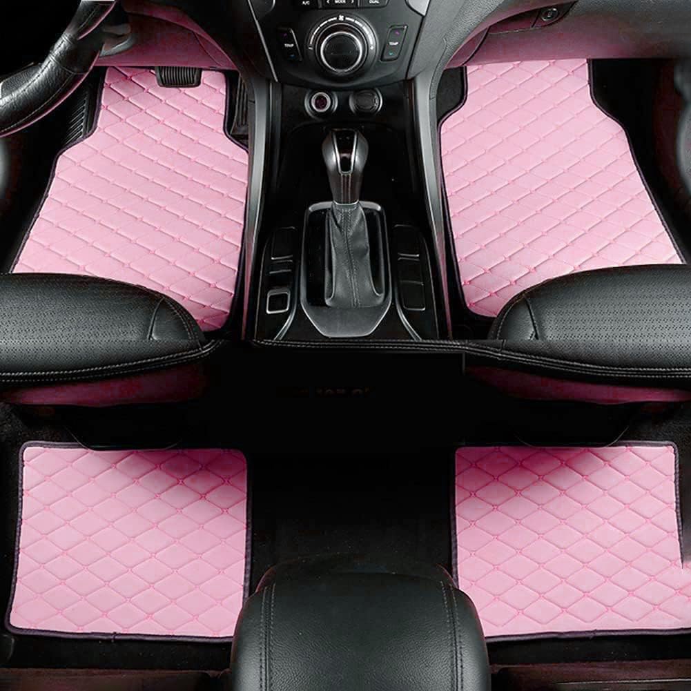 Auto Fußmatten Auto-Fußmatten aus Leder für Audi A4 B8 Sedan 2007-2015, Allwetter Wasserfest Antirutsch FußMatten Auto Innere Zubehör,8 Pink von QUNINE