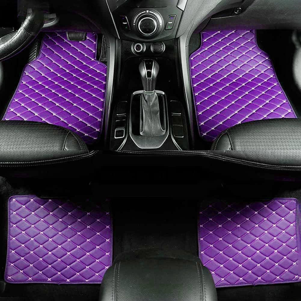 Auto Fußmatten Auto-Fußmatten aus Leder für Audi A4 B9 Sedan 2016-2019, Allwetter Wasserfest Antirutsch FußMatten Auto Innere Zubehör,6 Purple von QUNINE