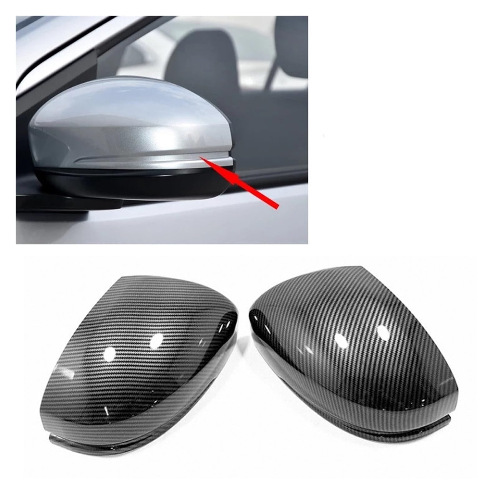 Seitenspiegelabdeckung Für FIT Für Jazz 2014 2015 2016 2017 2018 Auto Rück Seite Spiegel Abdeckung Aufkleber Flügel Kappe Außentür Fall Trim Carbon Faser Rückspiegelabdeckung(No Light Type) von QUTBAG