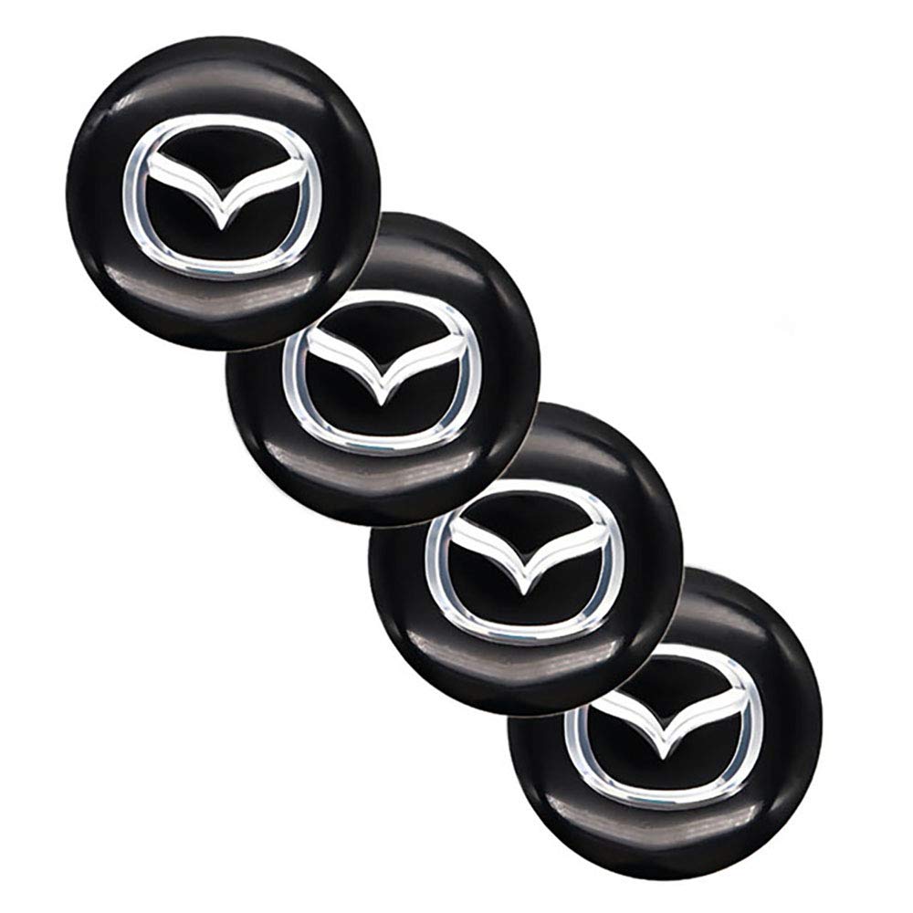QUXING 4 Stück Logo Aufklebern Radnabenkappen Nabendeckel, für Mazda 65mm Auto Felgendeckel Zubehör Zierdeckel Emblem Abzeichen Accessoires von QUXING