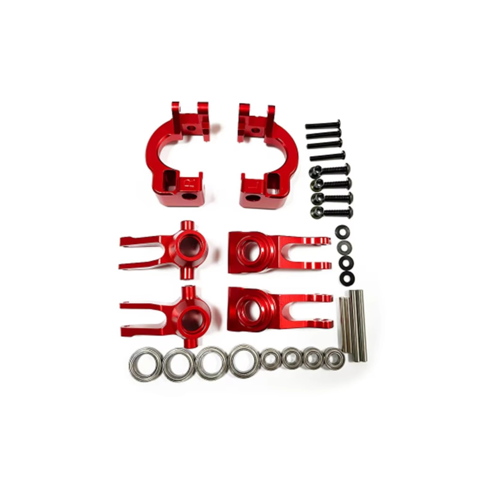 QWHTYO RC Cars Teile Kompatibel Mit Arrma 1/8 RC-Autoteilen Metall-Vorderlenkblock C-Hubs-Träger Nachlaufblock Hinterrad-Trägersatz(Red) von QWHTYO