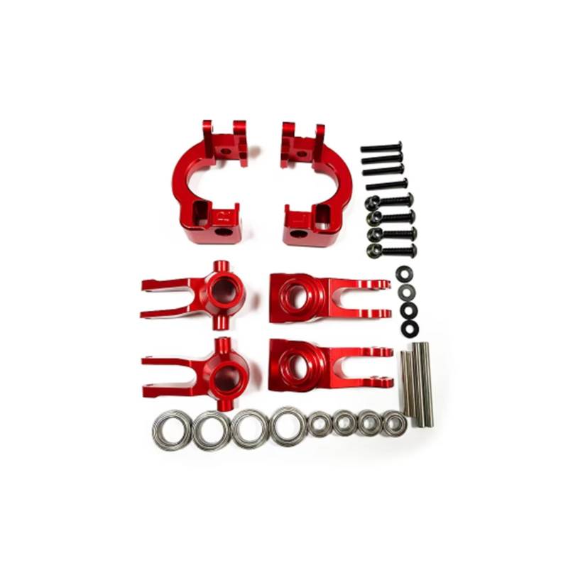 QWHTYO RC Cars Teile Kompatibel Mit Arrma 1/8 RC-Autoteilen Metall-Vorderlenkblock C-Hubs-Träger Nachlaufblock Hinterrad-Trägersatz(Red) von QWHTYO
