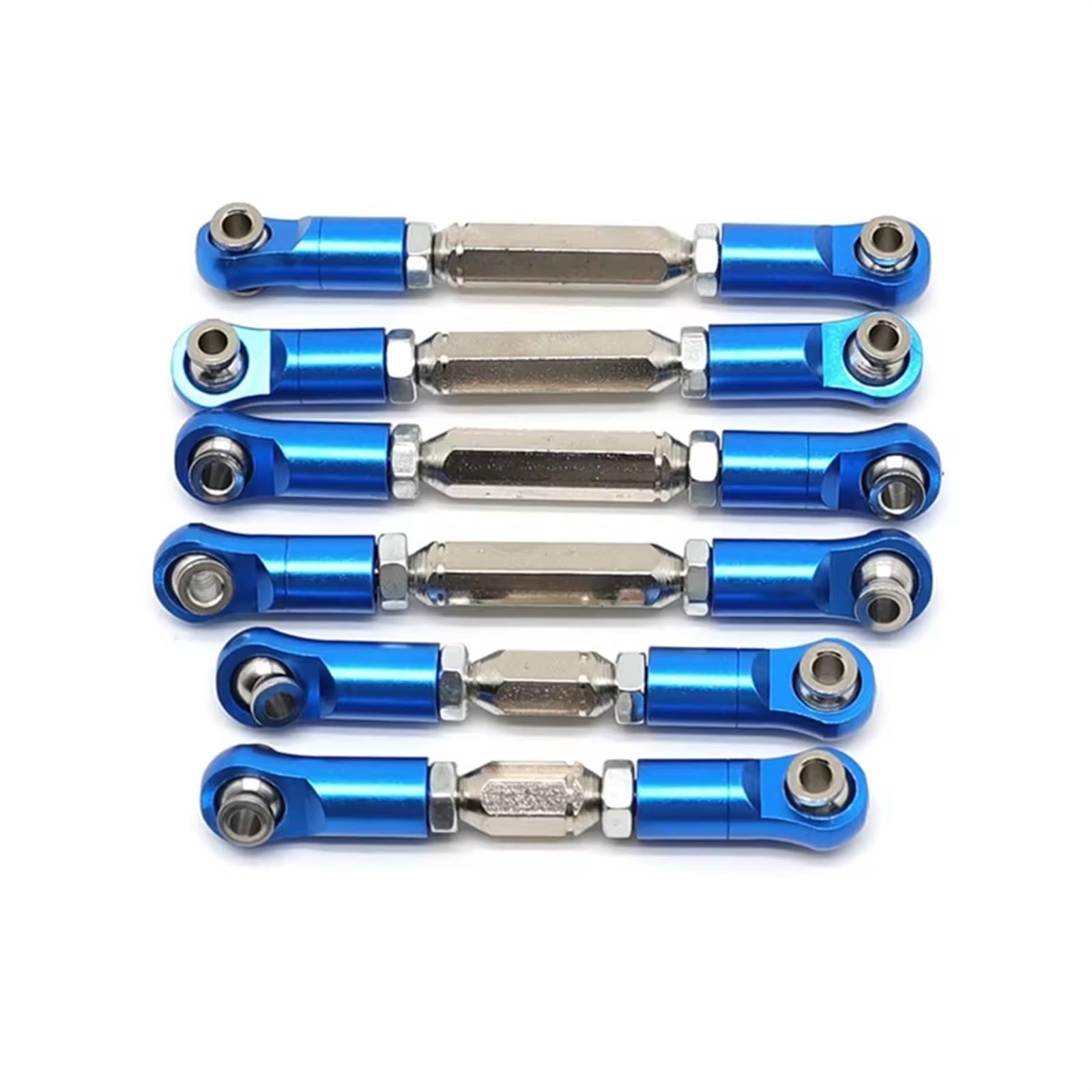 QWHTYO RC Cars Teile Kompatibel Mit Arrma Für Senton Für Granite 4X4 Für MEGA 550 Metall Verstellbare Spurstangen Spannschlösser Zehenverbindungen Verbindungsset 1/10 RC Auto(Blue) von QWHTYO