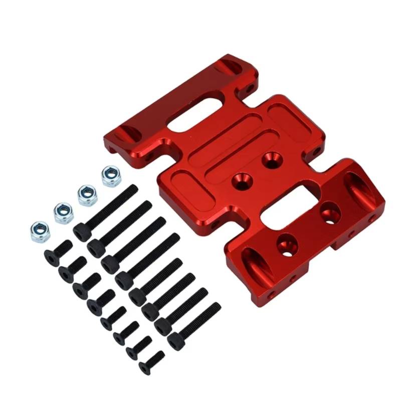 QWHTYO RC Cars Teile Kompatibel Mit Axial Für SCX10 1/10 RC Crawler Upgrade Teile Metall Für Chassis Getriebe Montieren Getriebe Halter Skid Platte(Red) von QWHTYO
