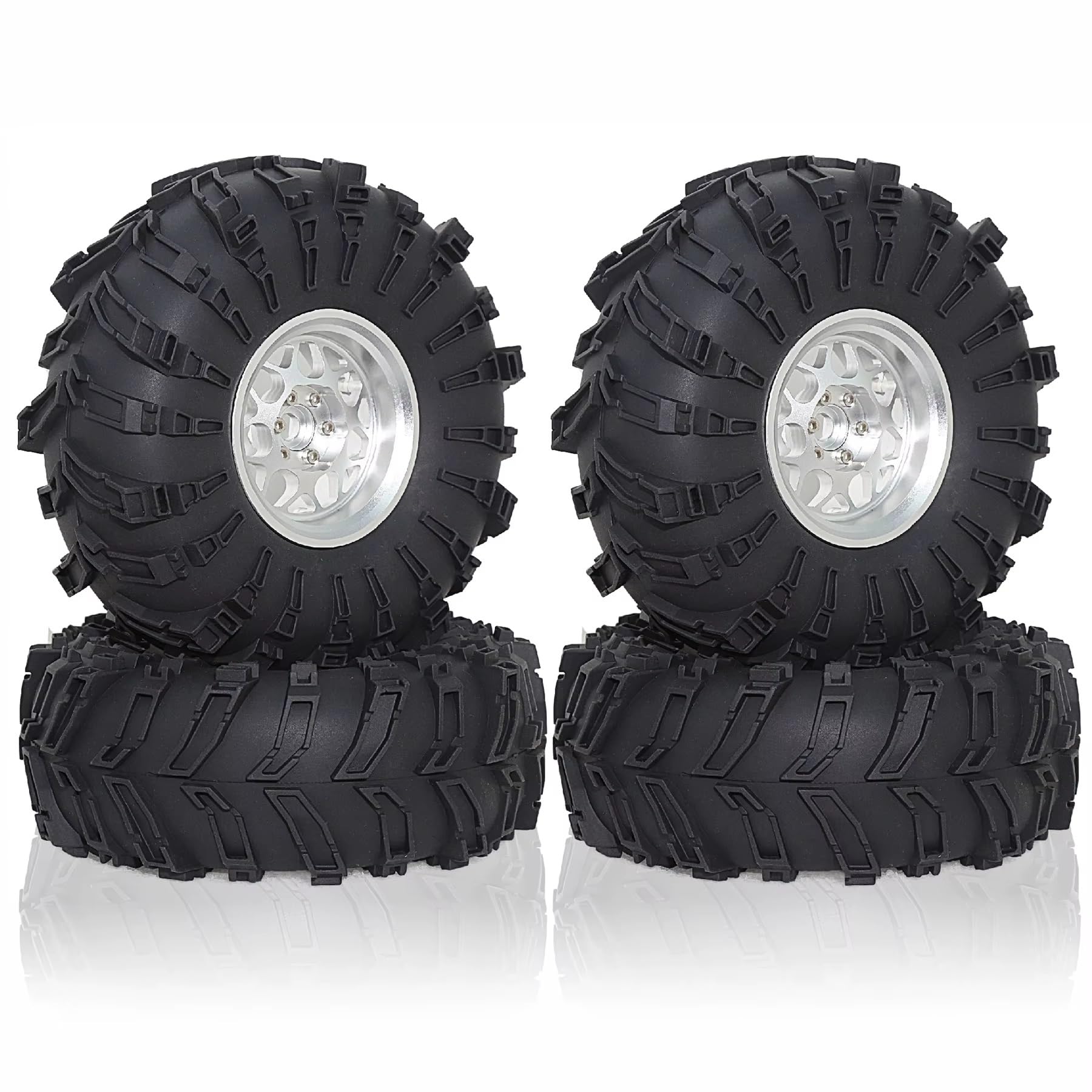 QWHTYO RC Cars Teile Kompatibel Mit Axial Für SCX10 Für Wraith RR10 Für Capra Für RX4 YK4082 YK4083 1/10 RC Crawler Auto 4 Stück 138 Mm Metall 2,2 Zoll Beadlock Felgenreifen(White) von QWHTYO