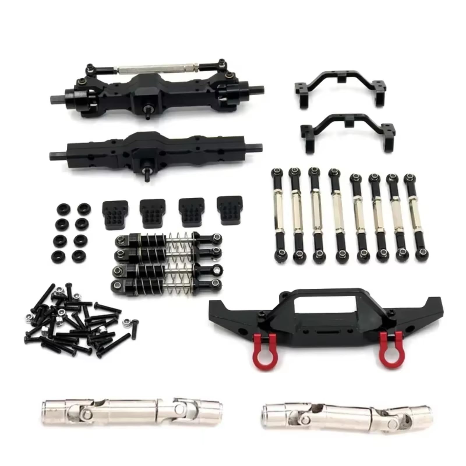 QWHTYO RC Cars Teile Kompatibel Mit Feiyu Für WPL C14 C24 1/16 RC-Auto-Upgrade-Teile, Metall-Spurstange, Stoßdämpfer-Spurstange Für Sitz, Neunteiliges Set(Black) von QWHTYO