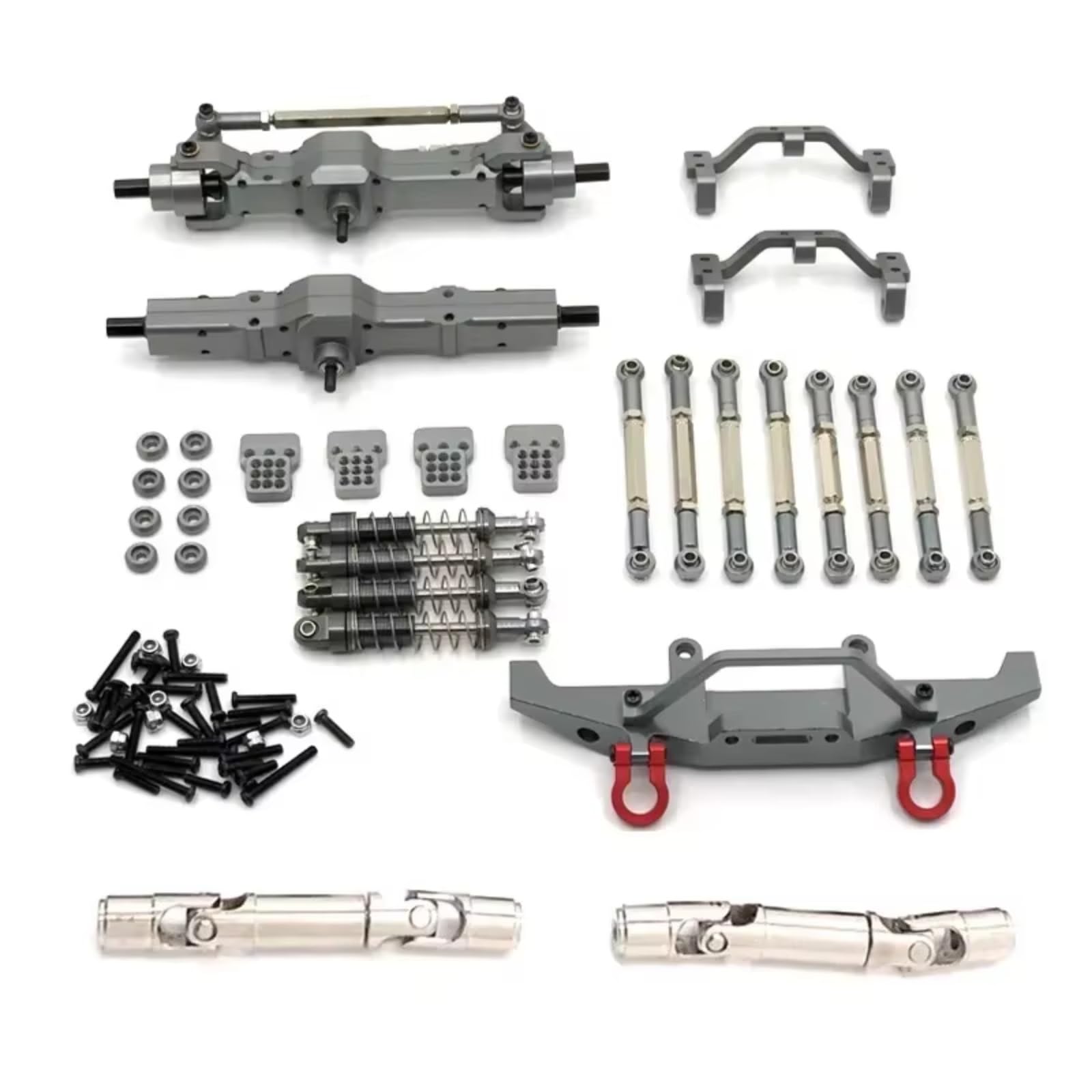 QWHTYO RC Cars Teile Kompatibel Mit Feiyu Für WPL C14 C24 1/16 RC-Auto-Upgrade-Teile, Metall-Spurstange, Stoßdämpfer-Spurstange Für Sitz, Neunteiliges Set(Gray) von QWHTYO