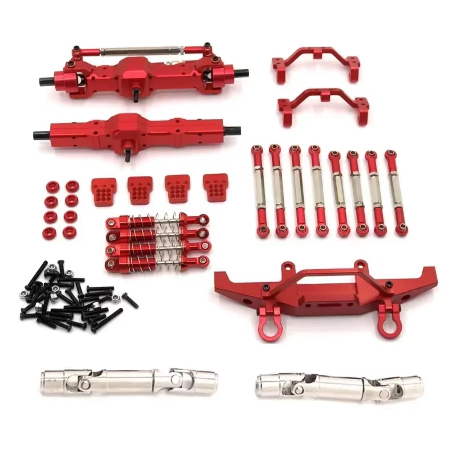 QWHTYO RC Cars Teile Kompatibel Mit Feiyu Für WPL C14 C24 1/16 RC-Auto-Upgrade-Teile, Metall-Spurstange, Stoßdämpfer-Spurstange Für Sitz, Neunteiliges Set(Red) von QWHTYO