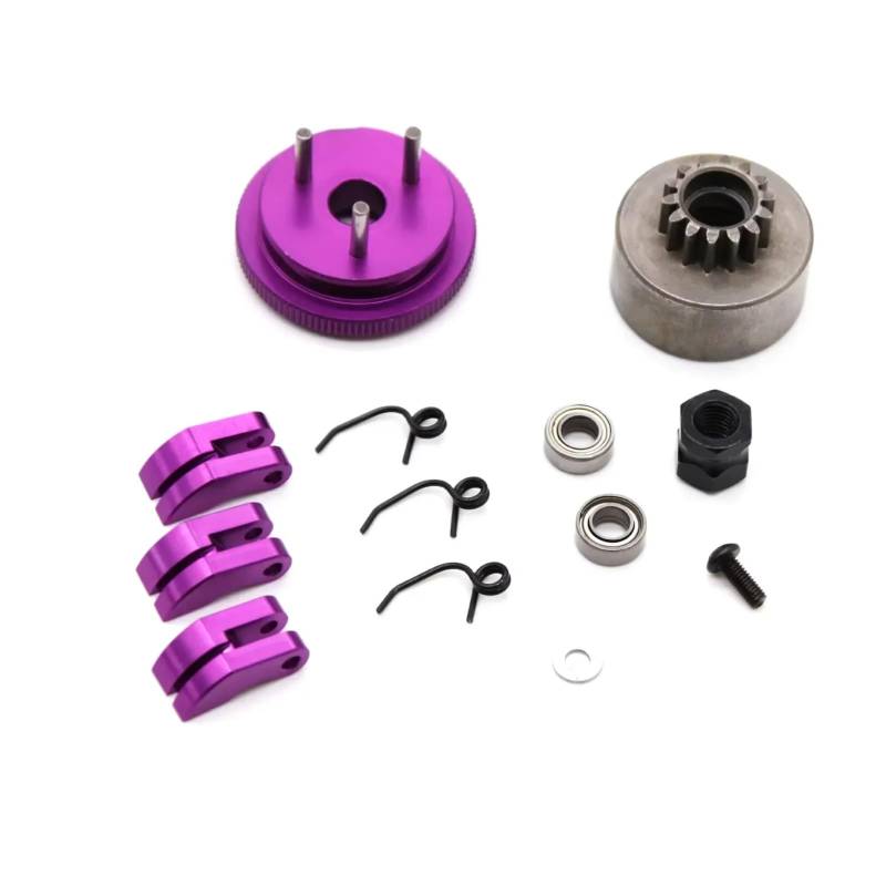 QWHTYO RC Cars Teile Kompatibel Mit HSP Für HPI 1/8 RC-Auto Lager Kupplungsmutter Federn Aluminiumlegierung Teile Zubehör 14T Zahnrad Schwungradbaugruppe(Red) von QWHTYO