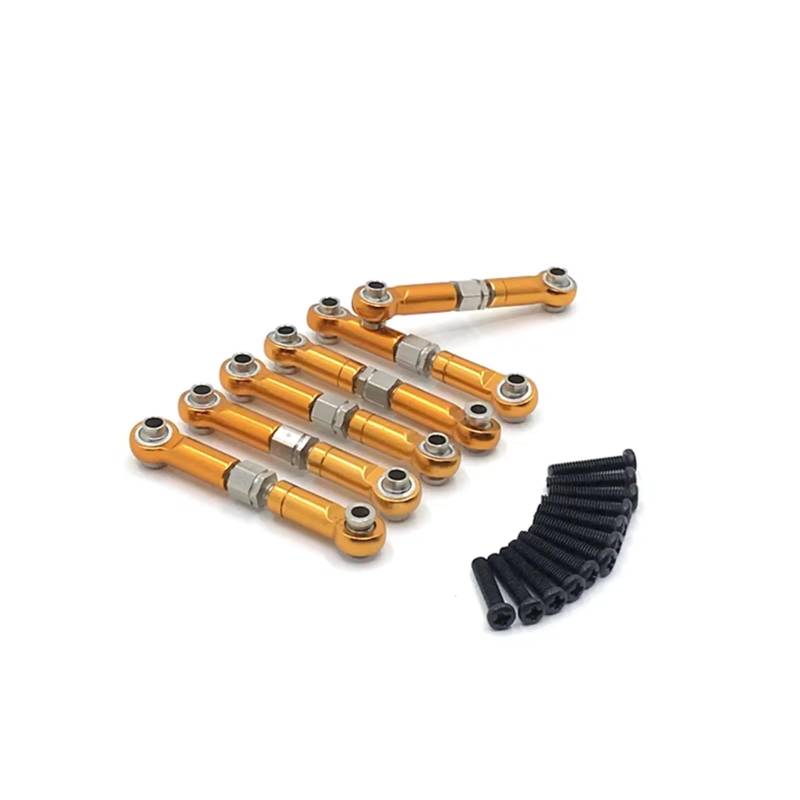 QWHTYO RC Cars Teile Kompatibel Mit HuanSu HS18301 18302 18311 18312 18321 18322 1/18 RC Autoteile Metall-Upgrade-Nachrüstung 6-teilige Pleuelstange(Yellow) von QWHTYO