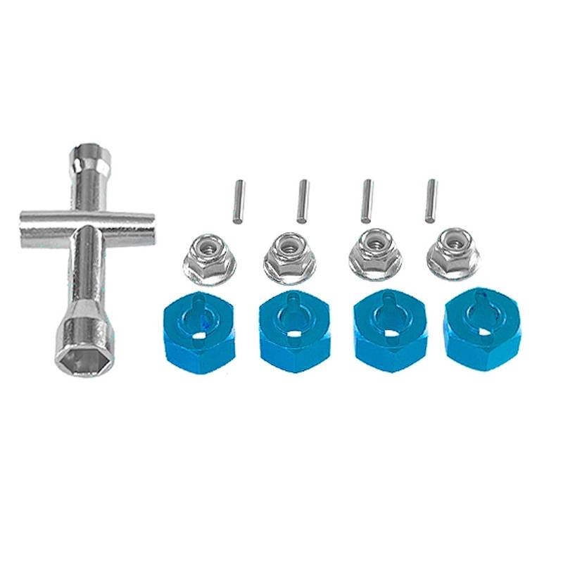 QWHTYO RC Cars Teile Kompatibel Mit Hyper Für Go Für MJX 14209-10 H14BM 14301-02-03 1/16 1/14 Fernbedienung Auto Upgrade Kreuzschlüssel Hex Set M4 Mutter Teile(Blue) von QWHTYO