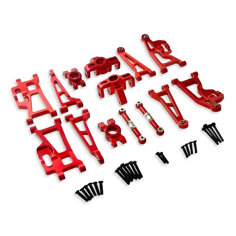 QWHTYO RC Cars Teile Kompatibel Mit Hyper Für Go Für MJX 14209 14210 H14BM 1/14 Rc Auto Fernbedienung Autoteile Metall Upgrade Gefährdete Teile Set Zubehör(Red) von QWHTYO