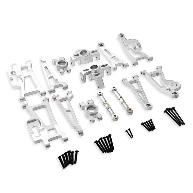 QWHTYO RC Cars Teile Kompatibel Mit Hyper Für Go Für MJX 14209 14210 H14BM 1/14 Rc Auto Fernbedienung Autoteile Metall Upgrade Gefährdete Teile Set Zubehör(Silver) von QWHTYO
