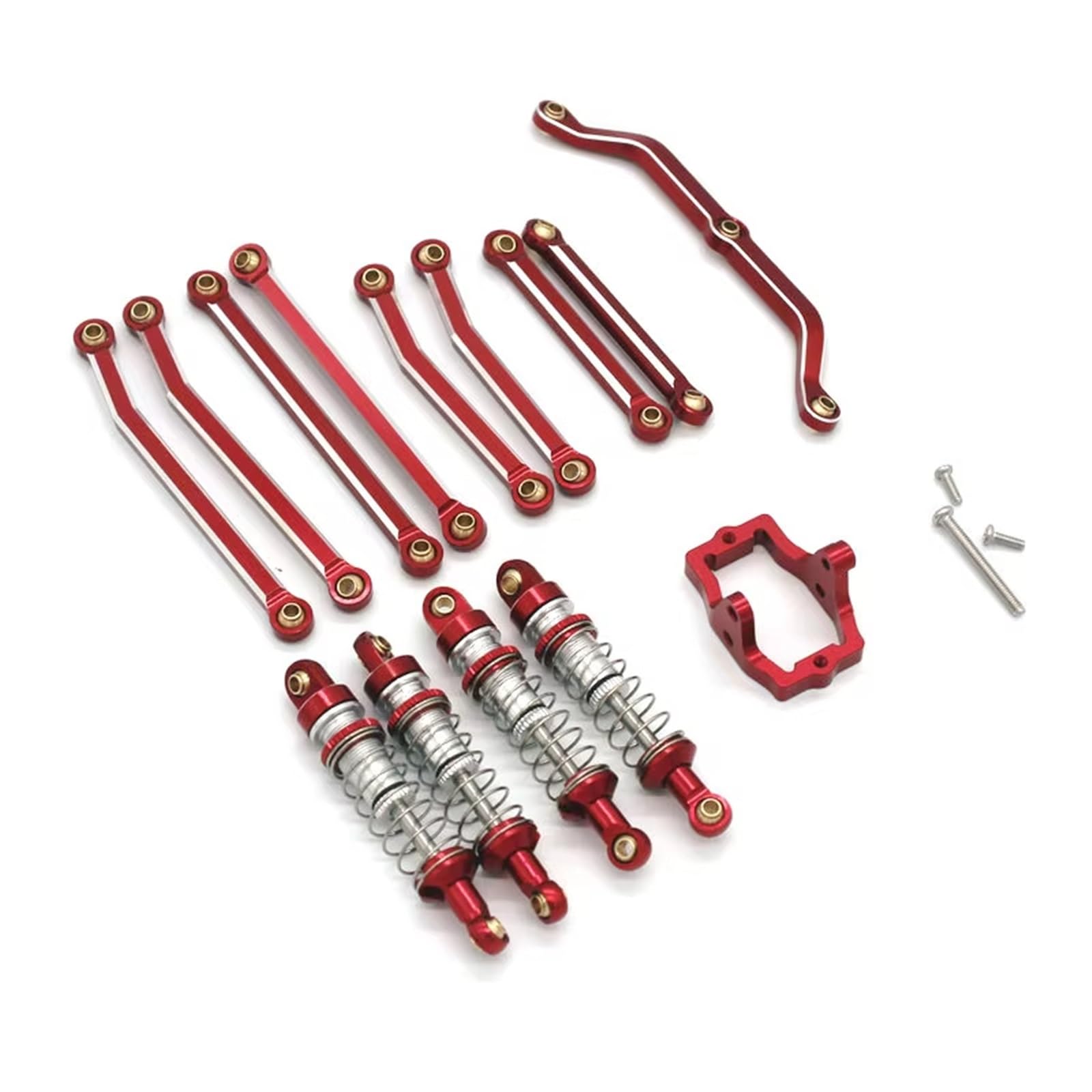 QWHTYO RC Cars Teile Kompatibel Mit JJRC C8801 C8809 AX-8560 1/18 Fernbedienung Auto Upgrade Zubehör Aluminium Stoßdämpfer Stangen Set(Red) von QWHTYO