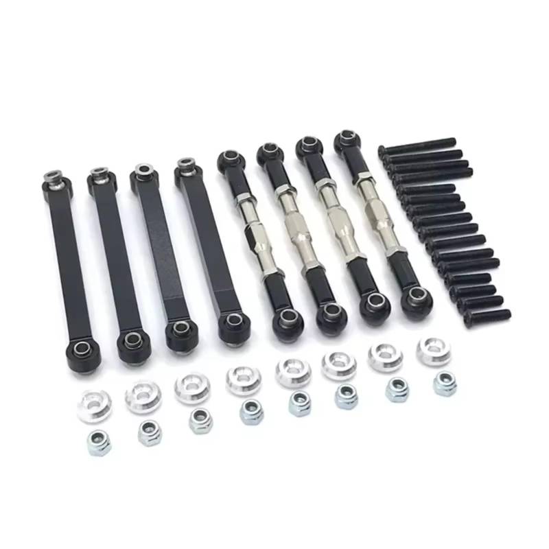QWHTYO RC Cars Teile Kompatibel Mit MN D90 D91 D96 D99 D99S MN90 1/12 RC Auto-Tuning-Teile Metall Für Chassis Zugstangen Verbindungsfeder Spurstange(Black) von QWHTYO