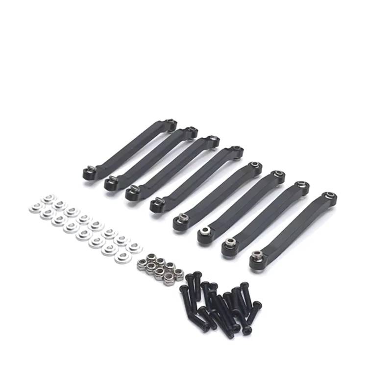 QWHTYO RC Cars Teile Kompatibel Mit MN D90 D91 D96 D99 D99S MN90 1/12 RC Auto Upgrade-Teile 8 Stück Metall Für Fahrgestell-Zugstangen Feste Verbindungs-Spurstange(Black) von QWHTYO