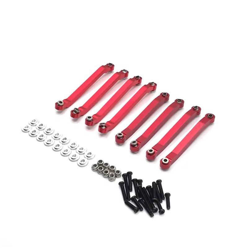 QWHTYO RC Cars Teile Kompatibel Mit MN D90 D91 D96 D99 D99S MN90 1/12 RC Auto Upgrade-Teile 8 Stück Metall Für Fahrgestell-Zugstangen Feste Verbindungs-Spurstange(Red) von QWHTYO