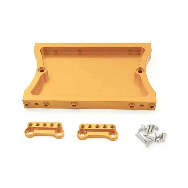 QWHTYO RC Cars Teile Kompatibel Mit MN D90 D91 D96 Für MN98 99S RC-Auto-Upgrade-Teile, 1 Satz Metall-Stoßdämpferhalterung Und Metall-Heckträger(Yellow) von QWHTYO