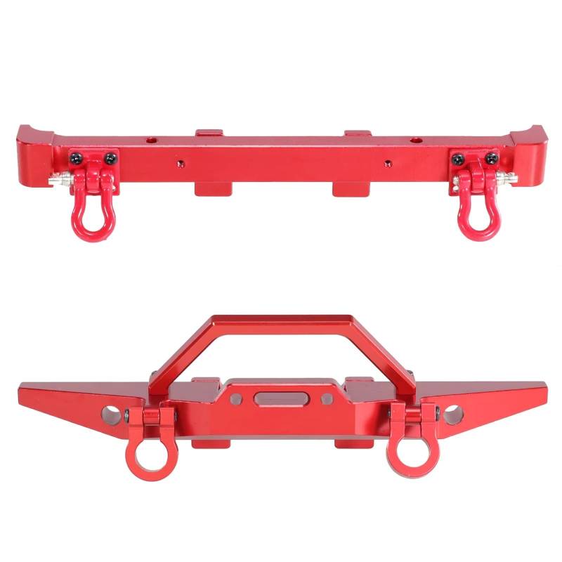 QWHTYO RC Cars Teile Kompatibel Mit MN Für MN128 Für Wrangler 1/12 RC-Auto-Upgrade-Teile Zubehör Aluminiumlegierung Vorder- Und Hinterstoßstangen Und Stoßfänger(Red) von QWHTYO