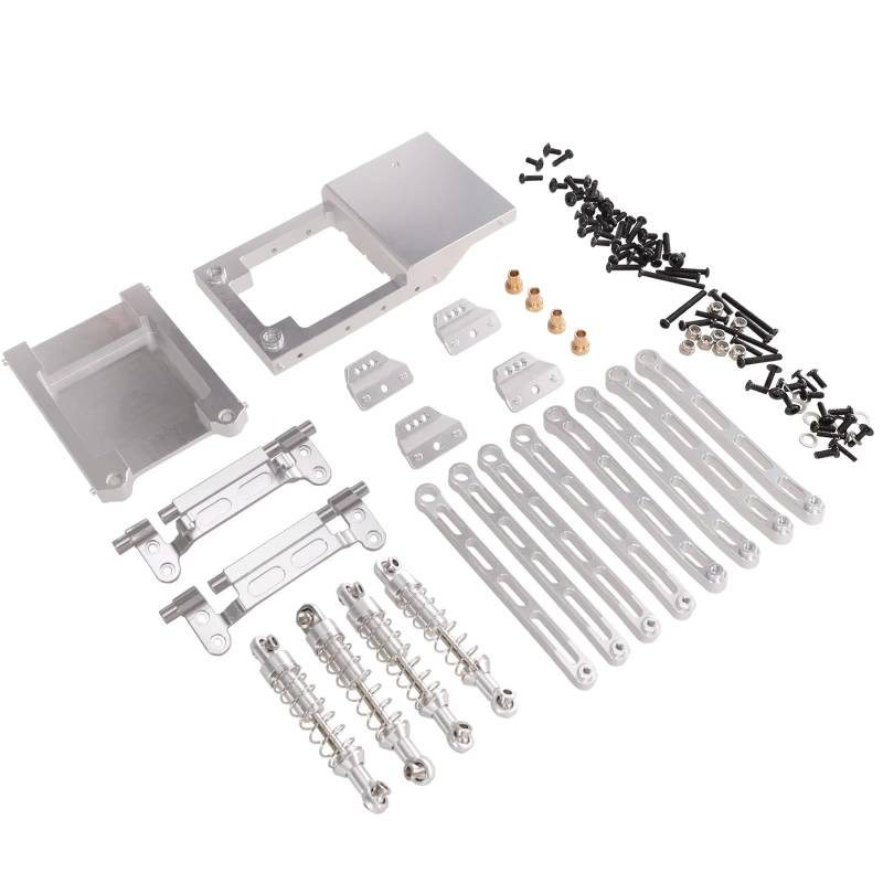 QWHTYO RC Cars Teile Kompatibel Mit MN Für MN168 Für MN78 1/12 RC Für Modell Auto Teile Aluminium Upgrade Zubehör Stange Stoßdämpfer Kit(Silver) von QWHTYO