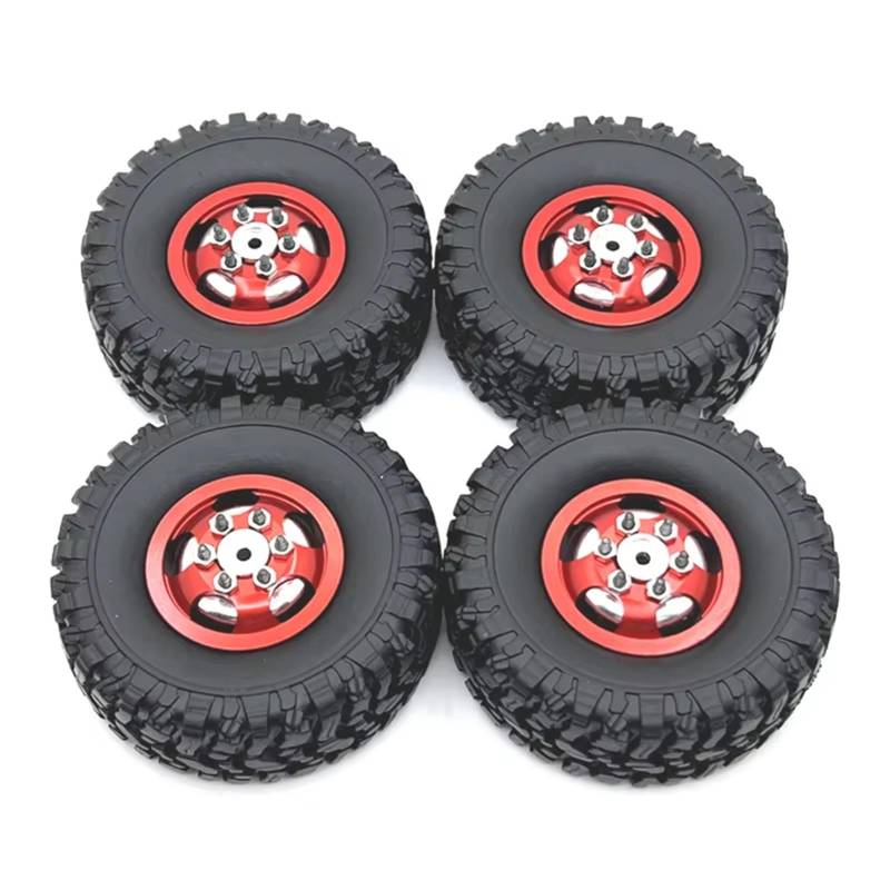 QWHTYO RC Cars Teile Kompatibel Mit MN Für MN82 LC79 Für MN78 Für WPL C14 C24 1/16 1/12 Fernbedienung Autozubehör Metall Upgrade Räder Und Reifen(Red) von QWHTYO