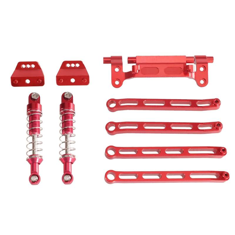 QWHTYO RC Cars Teile Kompatibel Mit MN82 LC79 Für MN78 Für MN168 1/12 Fernbedienung Auto Teile Zugstange Hydraulische Schock Kit RC Auto Zubehör(Red) von QWHTYO