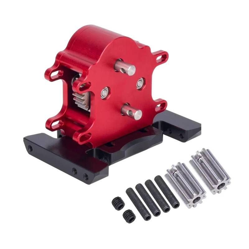QWHTYO RC Cars Teile Kompatibel Mit SCX10 II Pro 1/10 RC Crawler Für LCG Für Chassis Gerade Achse Leichtes Getriebe OD-3 Overdrive Doppelgetriebe(Red) von QWHTYO