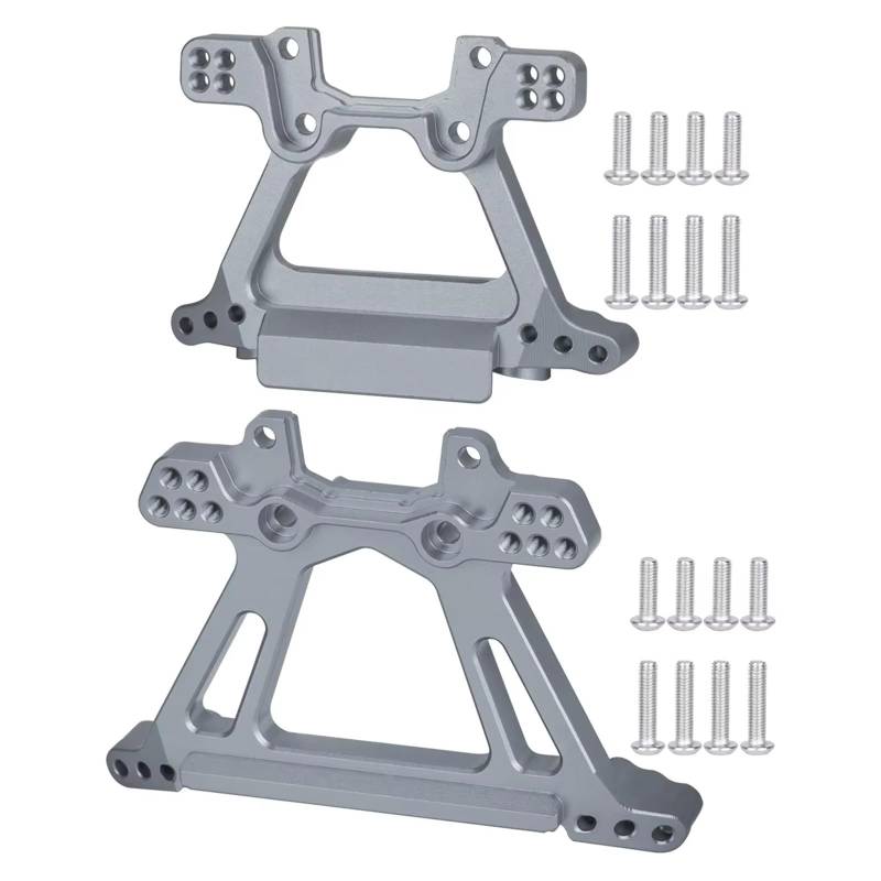 QWHTYO RC Cars Teile Kompatibel Mit Traxxas BL-2S Für Slash 4x4 4WD, Upgrade-Teile Für Vorder- Und Hinterradaufhängung, CNC-Aluminium-Stoßdämpfer-Halterungen(Gray) von QWHTYO