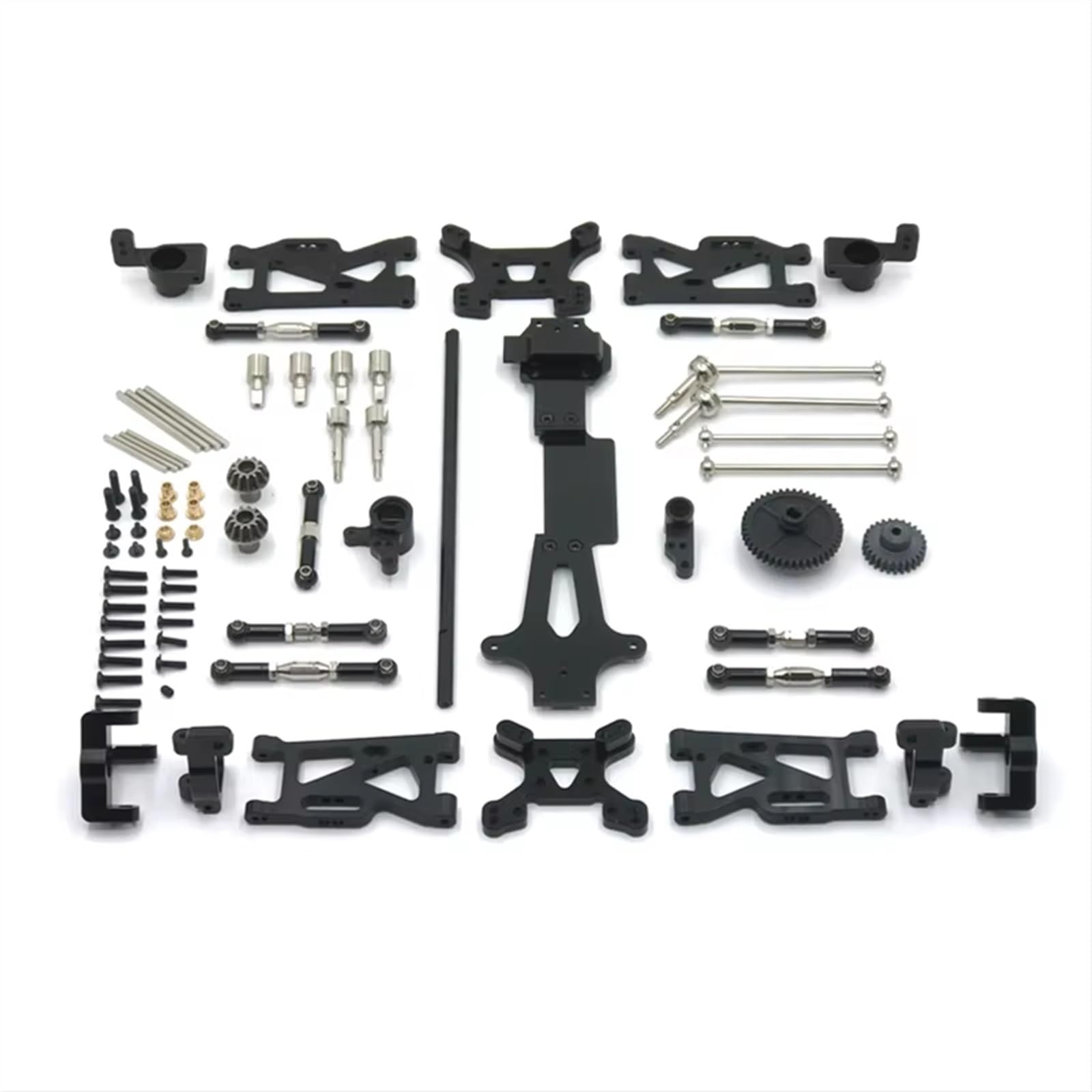 QWHTYO RC Cars Teile Kompatibel Mit WLtoys 144001 144010 144002 1/14 RC Autoteile Metall-Upgrade Für Schwingarm-Antriebswelle Lenkbecher 17-teiliges Set(Black) von QWHTYO
